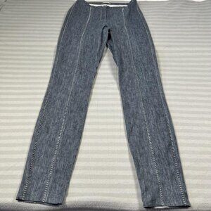 Annette Görtz Pants Womens 38 Straight Leg Denim Linen Stretch Button 32 Inseam